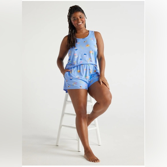 Joyspun Women's Print Tank Top and Shorts Pajama Set, 2-Piece - Picture 3 of 4